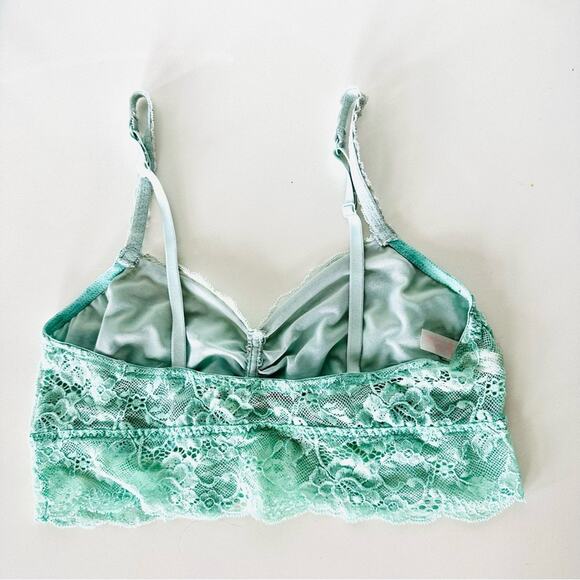 2 VS VICTORIAS SECRET PINK Lace White Red Blue Mint Green Ruffle Bra Bralette M - Picture 10 of 16